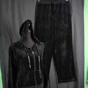 By Design Sport Black Velour Hoodie and Pants Set. S/L. NWT.